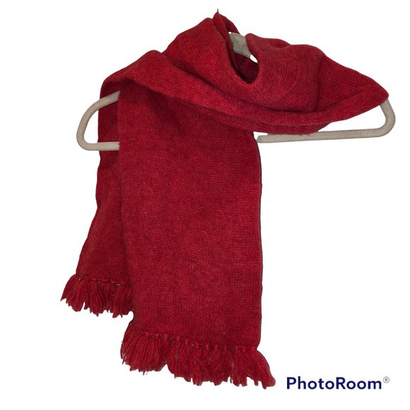 J& D McGeorge SCOTLAND vintage CORAL 100% shetland wool scarf EUC Scottish - Picture 3 of 3